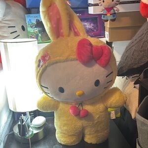 Hello Kitty Dressed As Yellow Easter Bunny Greeter Plush
